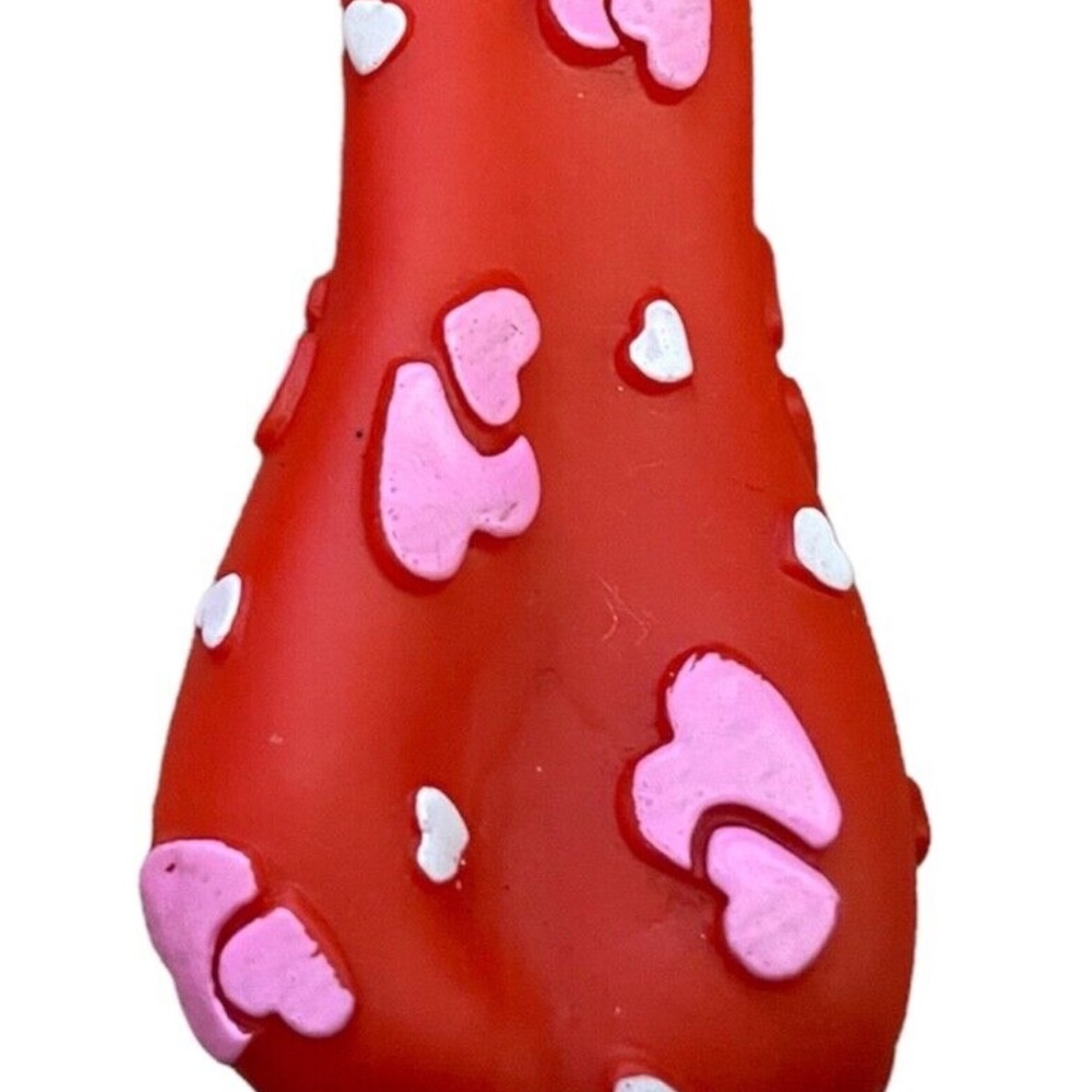 Vo-Toys Happy Valentine's Lil darlins Vinyl 7 inch Bone Red Dog Toy Pet Love
